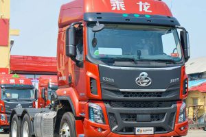 A very affordable tractor-trailer, Dongfeng Liuzhou Chonglong H5 6x4 with 460 horsepower, has ample power.