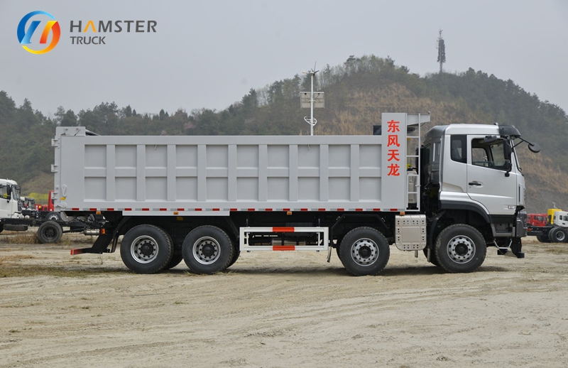 A very practical dump truck - Dongfeng Tianlong KC 8*4 with a spacious cargo box and powerful engine.