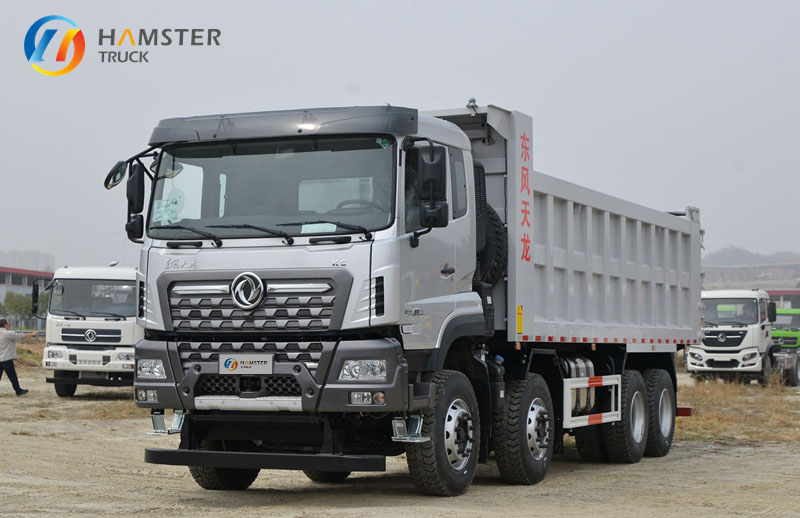 A very practical dump truck - Dongfeng Tianlong KC 8*4 with a spacious cargo box and powerful engine.
